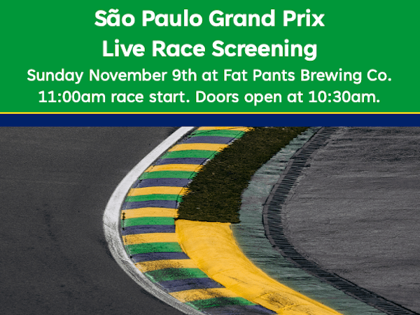 Join Us Sunday November 9th for the São Paulo Grand&nbsp;Prix