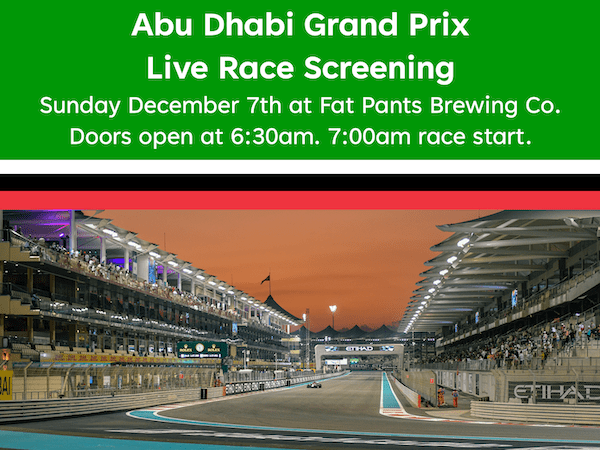 Join Us Sunday December 7th for the Abu Dhabi Grand&nbsp;Prix