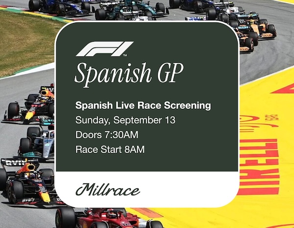Join Twin Cities F1 Club on Sunday, September 13th at Millrace Motor Club for the Spanish Grand Prix