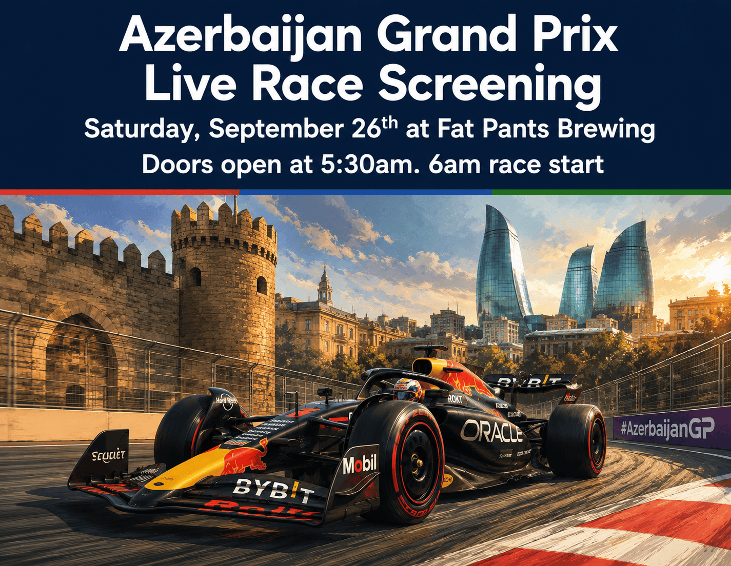 Join Twin Cities F1 Club at Fat Pants Brewing Company early Saturday, September 26th, a live screening of the Azerbaijan Grand Prix